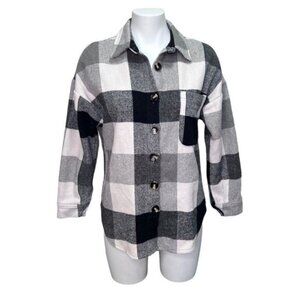 Black  White Buffalo Plaid Shacket Size S
